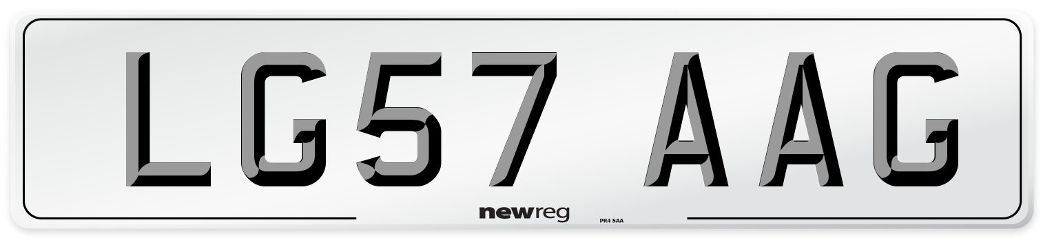 LG57 AAG Number Plate from New Reg